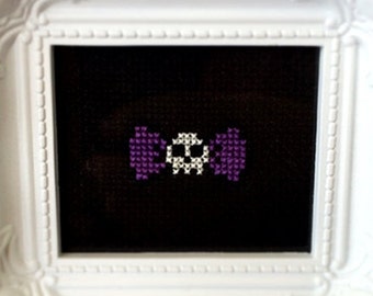 Skull Bow Printable Cross Stitch Pattern ( Printable PDF) - Immediate Download from Etsy - Purple Black Punk Bones EMO Unique Needle Craft