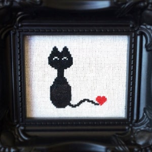 Kitty Love Cross Stitch Printable PDF Pattern Immediate Download from Etsy Cute Black Cat / Kitten / Kitty image 1