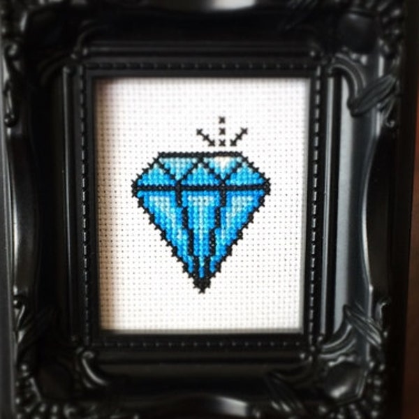 Rockabilly Diamond Cross Stitch (Printable PDF Pattern) - Immediate Download from Etsy - Tattoo Style Bling