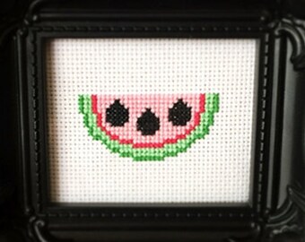 Cute Kawaii Watermelon Cross Stitch Pattern ( Printable PDF )  - Immediate Download from Etsy -  Sweet Juicy Fruit