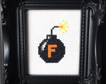 Cheeky F Bomb Cross Stitch Pattern (Printable PDF) - Immediate Download from Etsy - Funny Humor