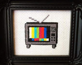 Off The Air Cross Stitch (Printable PDF Pattern) - Immediate Download from Etsy - TV Television Sugar Stitch