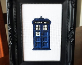 Blue Police Box Cross Stitch ( Printable PDF ) - Immediate Download from Etsy - Like the Tardis in Doctor Who SugarStitch