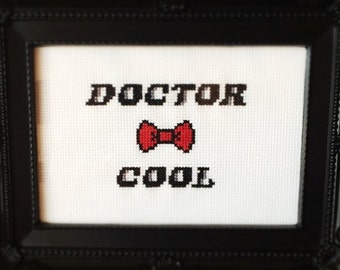 Doctor Who / Doctor Cool with Bowtie Cross Stitch ( Printable PDF ) Pattern - Immediate Download from Etsy - Tardis Time & Space