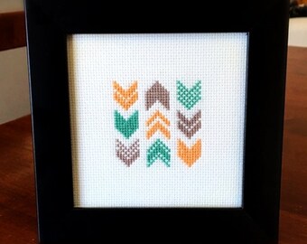 Modern Chevron Cross Stitch PDF Pattern - Immediate Download from Etsy -  Aqua, Peach & Gray