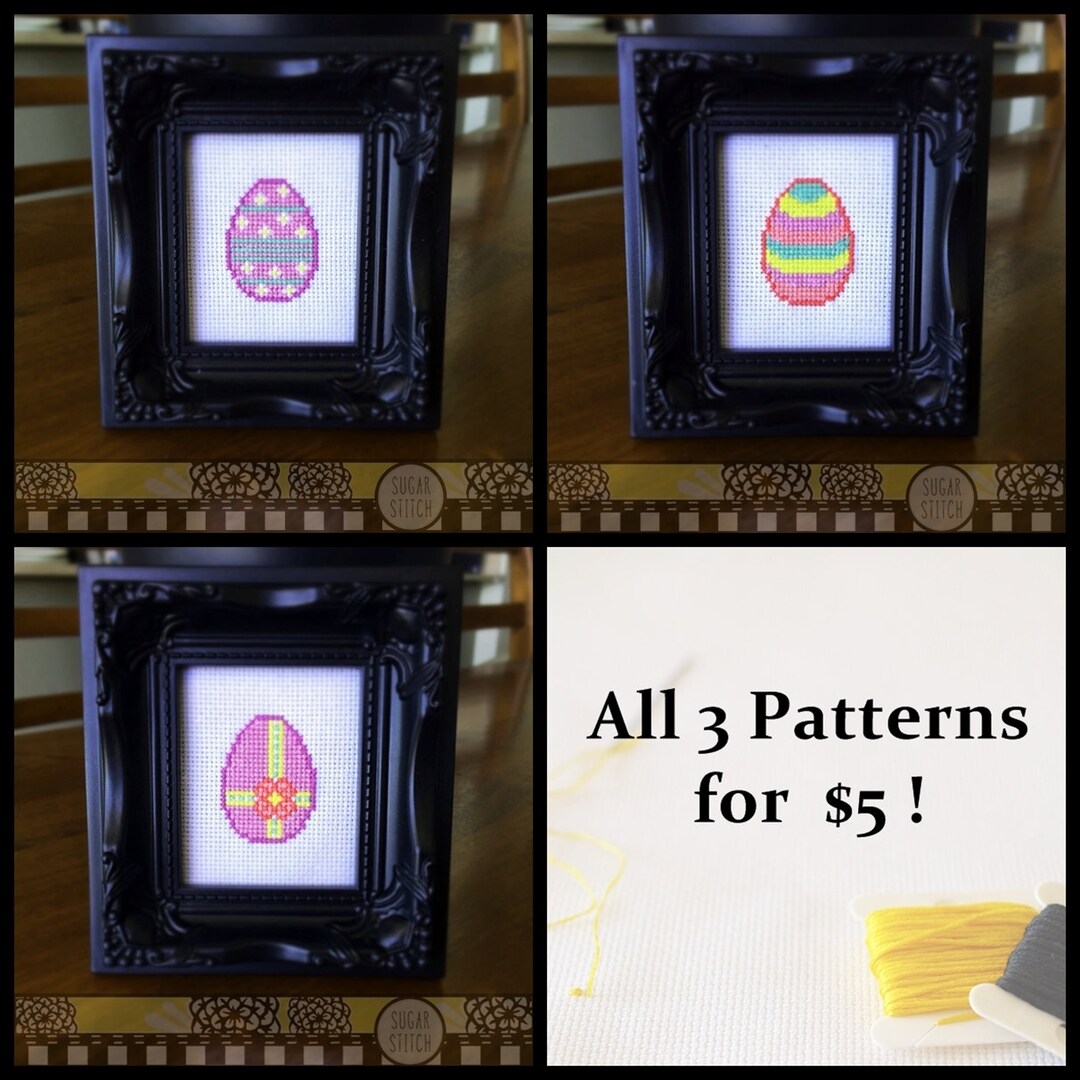Easter Egg Set of 3 _ Cross Stitch Patterns (printable PDF Pattern ...
