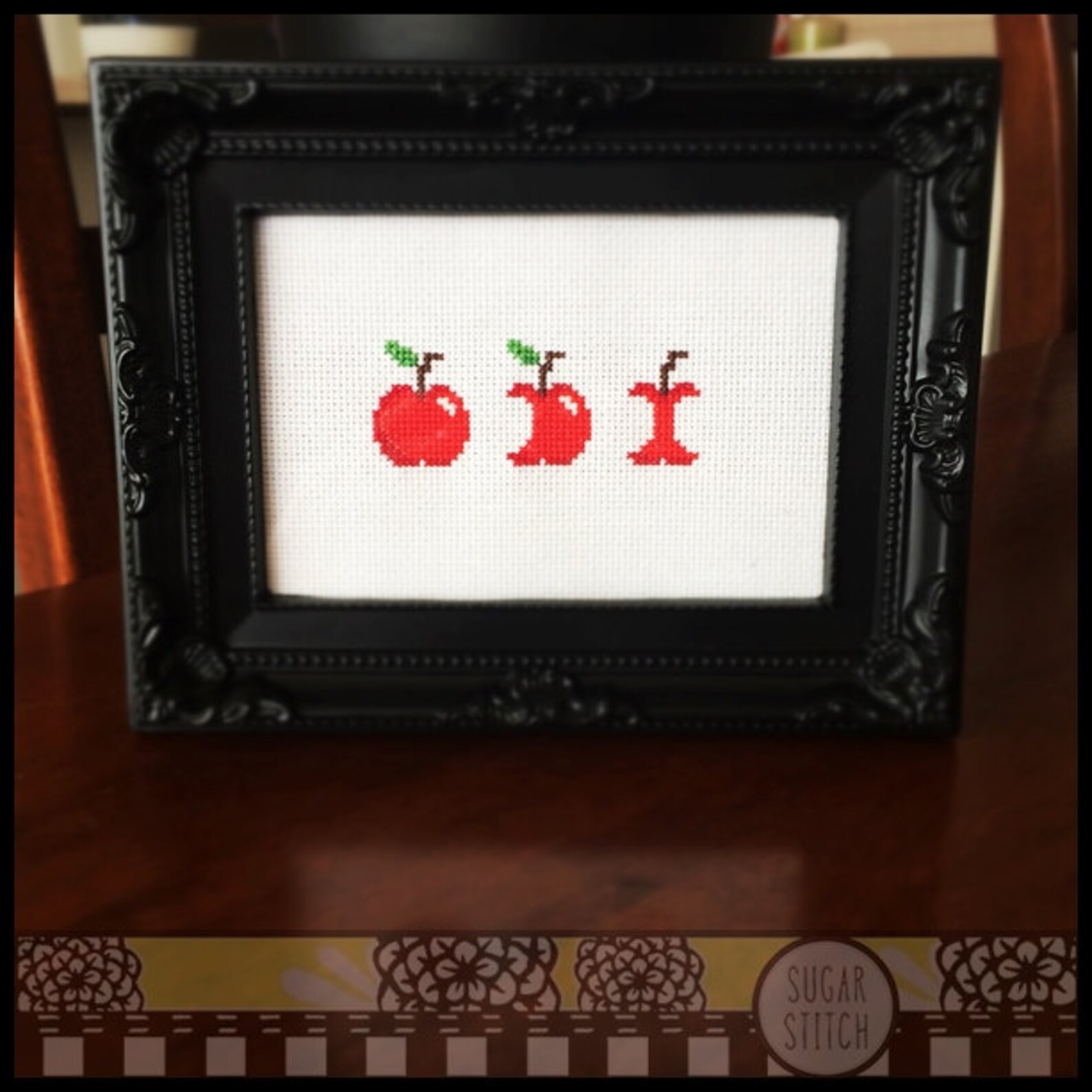 Apple Bites Cross Stitch printable PDF Pattern Immediate Etsy