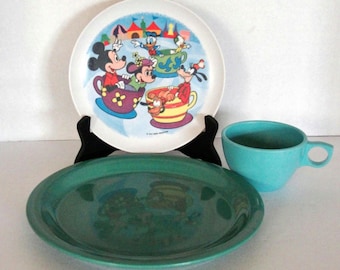 Vintage Walt Disney Productions - Childs Melamine Cup, Bowl and