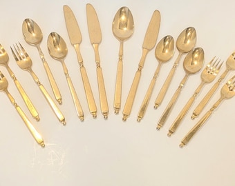 Unique 15 Piece Hand Made Gold Cutlery