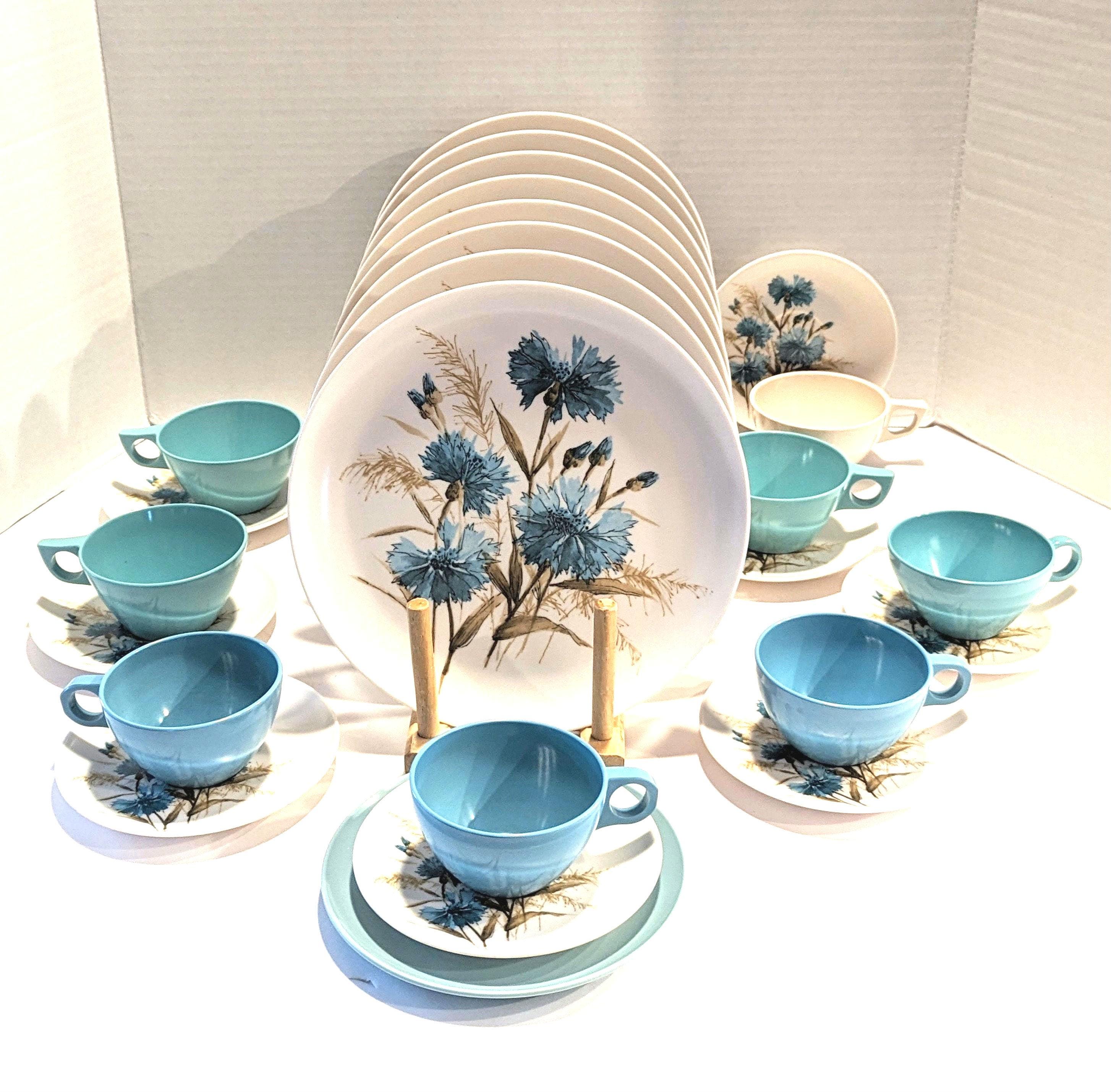 25 Piece Cornflower Blue Melmac Set - Etsy