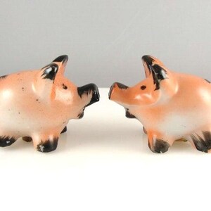 Mid Century Porcelain Pig Salt and Pepper Shakers