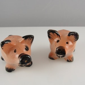 Mid Century Porcelain Pig Salt and Pepper Shakers