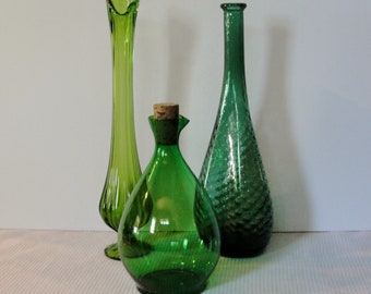 Mid Century Viking Glass Collection of Viking and Hand Blown Glass in Various Greens
