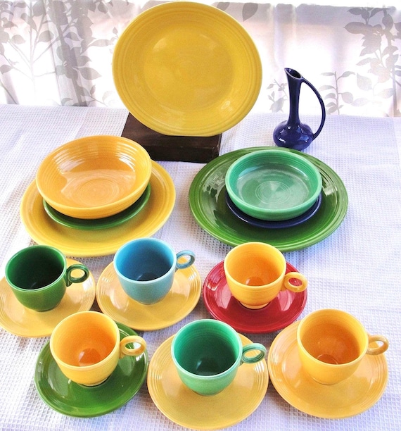 Colorful Fiesta Ware Dishes Large Beautiful Set of 20 Pieces Total