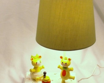 Musical Lamp Childrens Room Table Nursery Room Lamp Bears Honey Bee