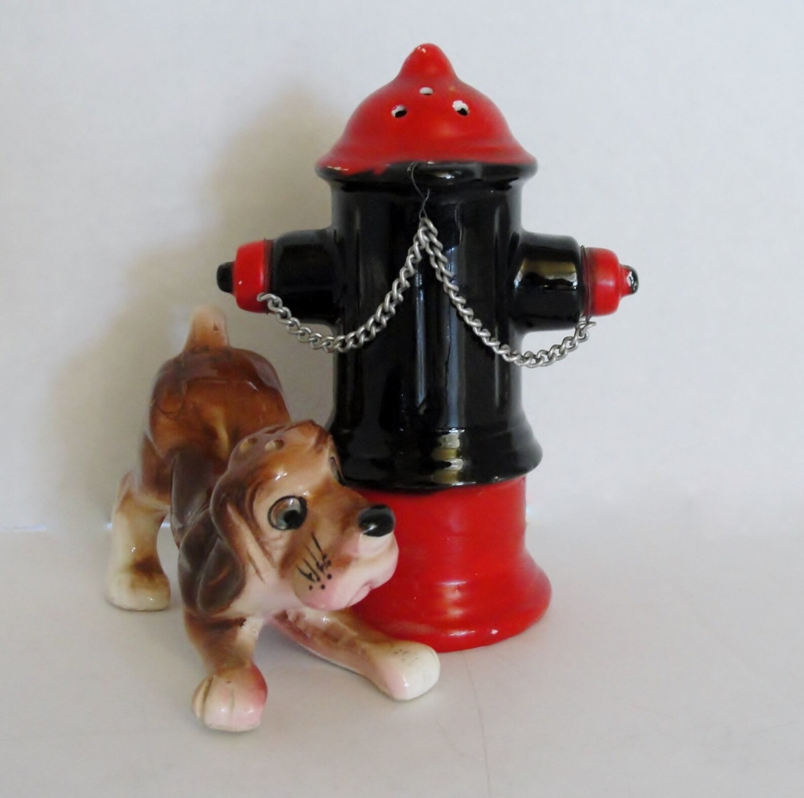 Dog and Fire Hydrant Porcelain Salt and Pepper Shakers 1950s Etsy