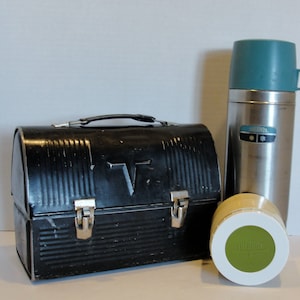 Vintage Steel Lunch Box, Coffee Thermos and Hot/Cold Food Thermos