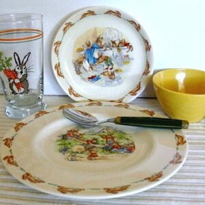 Royal Doulton Bunnykins Childs Place Setting  with spoon by Barbara Vernon