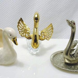 A Trio of Beautiful Swans Ring Trinket Dish Swan Collection