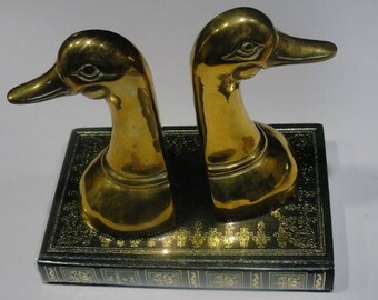 Brass Bookends Mid Century Home Decor Pair of Duck Geese Themed Lodge Decor Brass Library Office Decor