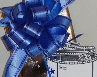 Set of 8 Movie, Film, Cinema Themed Gift Bow and Tag Sets  Each set Includes Gift Bow, Matching Gift Tag, Instructions