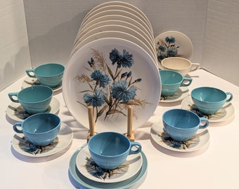 25 Piece Cornflower Blue Melmac Set