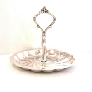 Bon Bon, Candy, Canopy's, Relish Tray or Cracker Dish Silver Plated Serving Tray with Ornate Handle