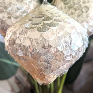Large Irredescent White Ornaments Set of 3