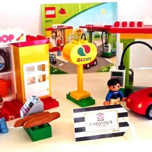 Lego Duplo Set Construction Equipment plus Gas Station and Shop Backhoe Loader Crane Car Motorcycle and More
