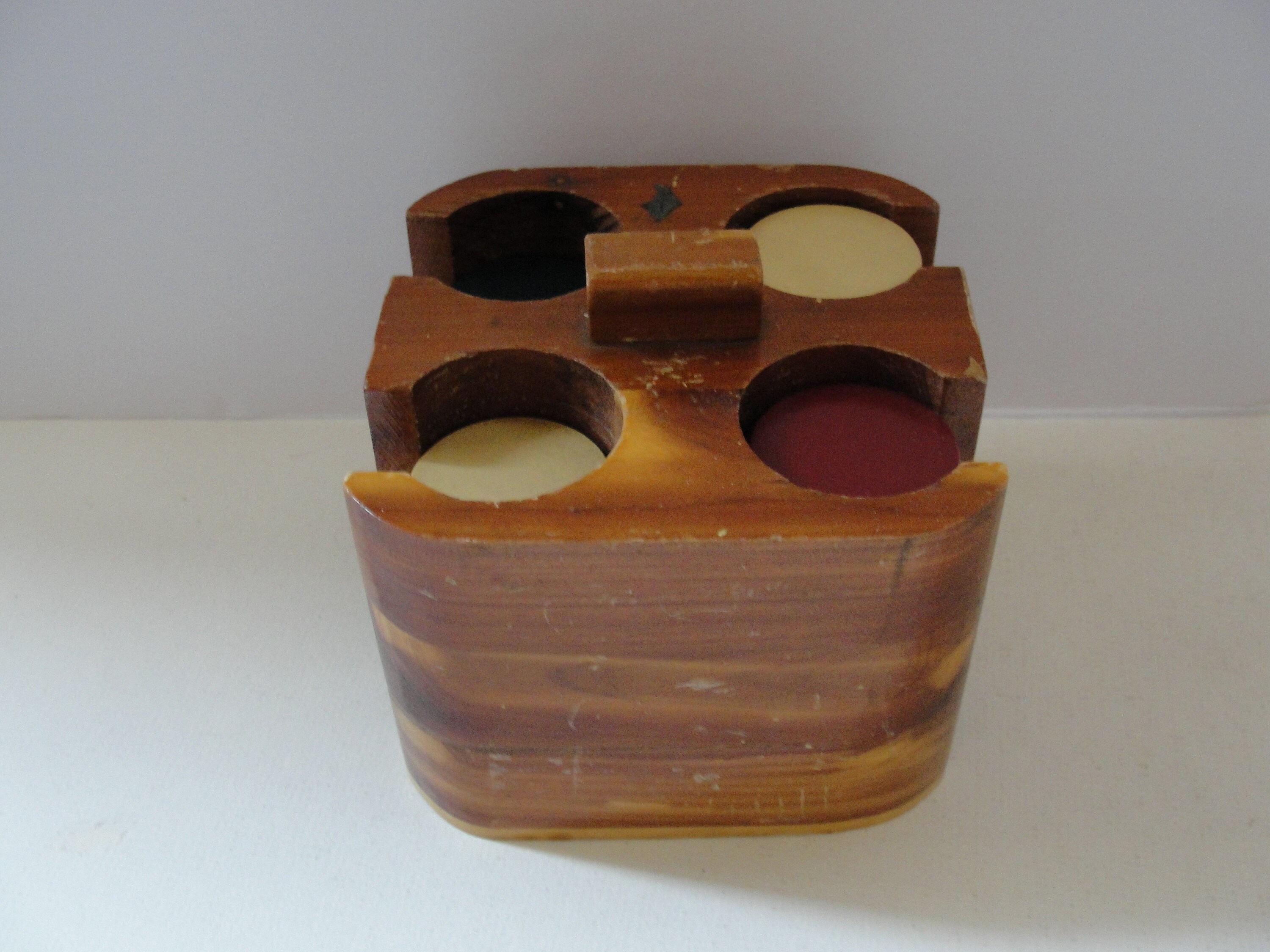 Poker Chip Caddy Antique Cedar Wood Carved with Bakelite Poker Etsy