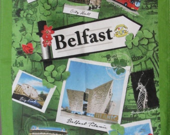 Belfast Ireland Linen Kitchen Towel 100 Percent Cotton Linen Depicting Famous Site in Belfast Ireland Rich & beautiful colors