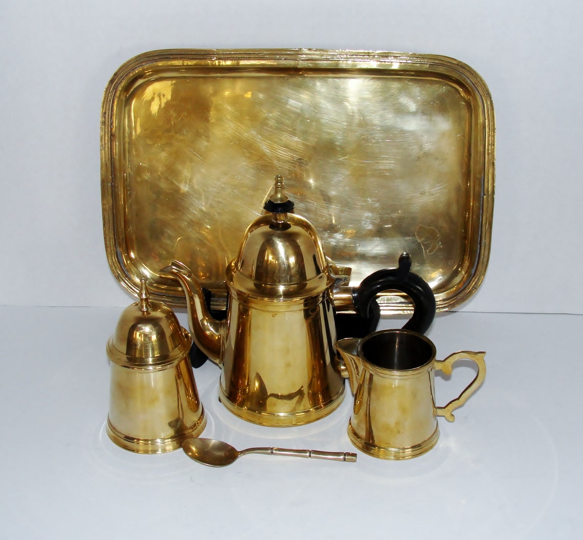 Brass Coffee or Tea Set Made in India Brass Teapot Brass Etsy