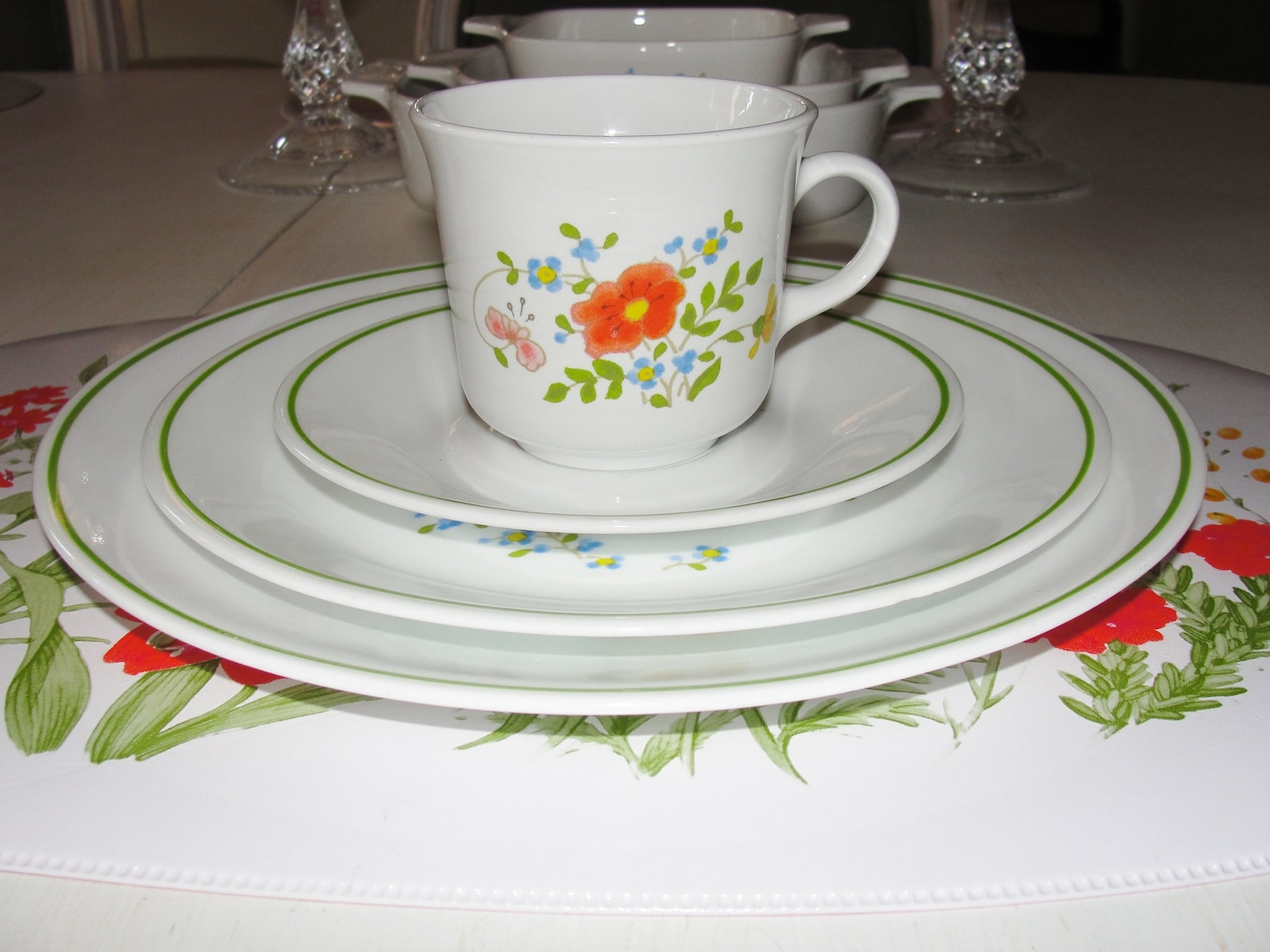 36 Piece Corelle Wildflower Dishes Spring Bouquet Floral Etsy Polska