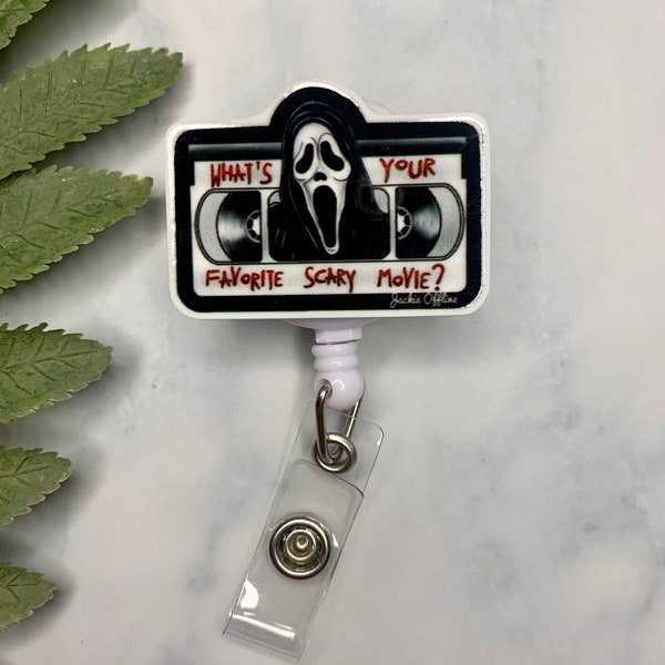 Ghostface Halloween Scary Movie Badge Reel Id Holder, Badge reel Topper Add on