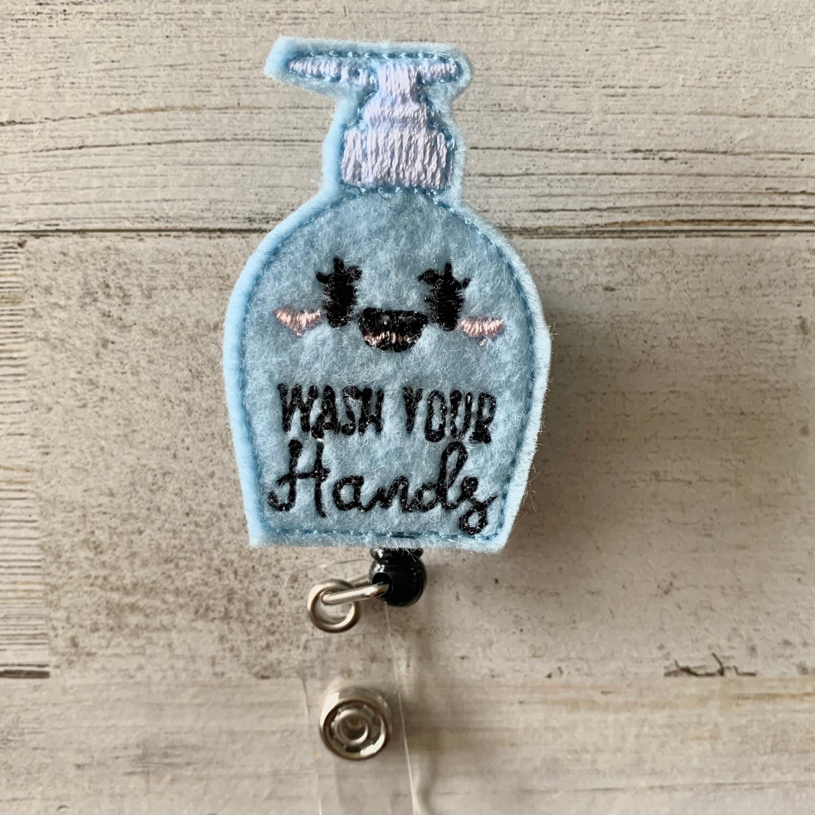 Wash Your Hands Soap Sanitizer Badge Reel Id Holder Etsy