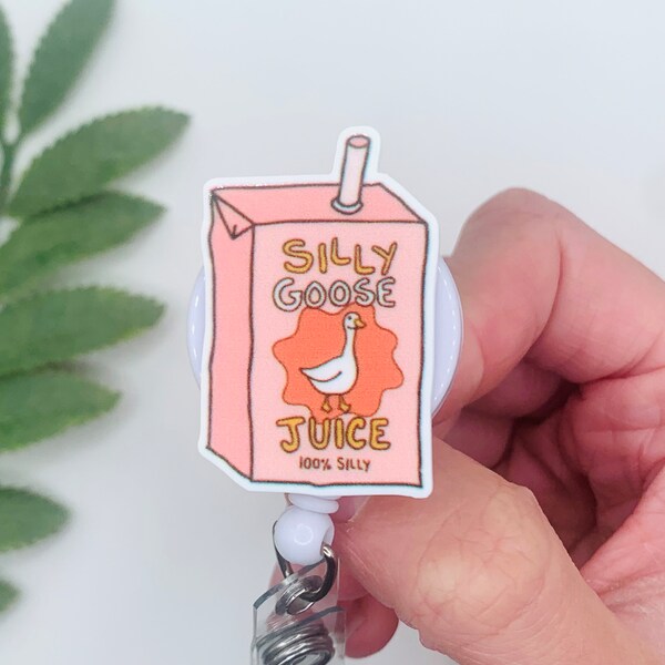 Silly Goose Juice Badge Reel Id Holder, Interchangeable Add On Topper