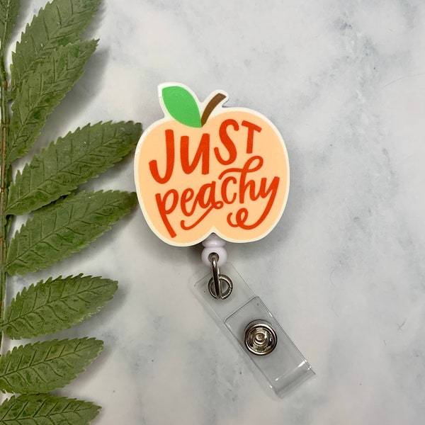 Just Peachy Peach Badge Reel Id Holder, Interchangeable Badge Topper