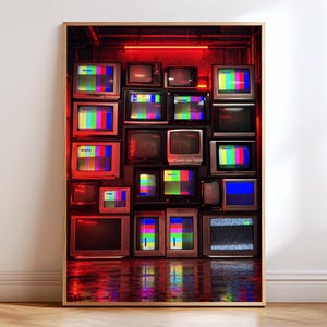 Retro CRT-TV-väggkonst, vintage-TV-testmönstertryck, 80-90-talsteknikdekor