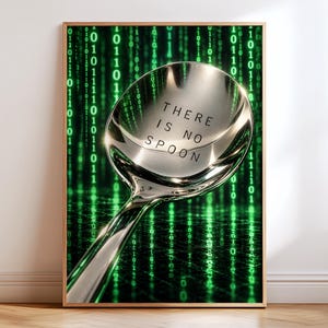 Cyberpunk Det finns ingen sked-affisch, Sci-fi-väggkonst, retro digital hackerdekor