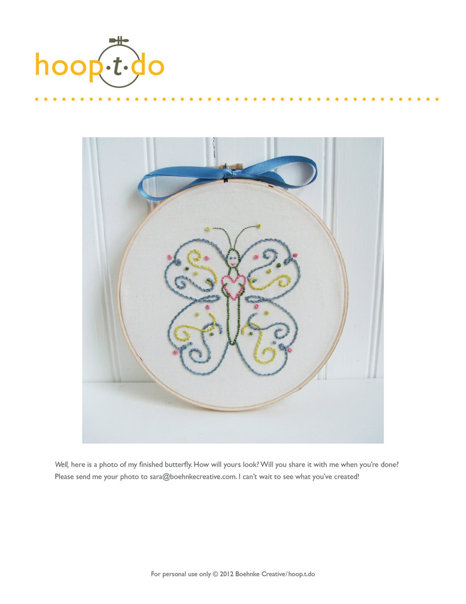 Butterfly Hand Embroidery Pattern Etsy