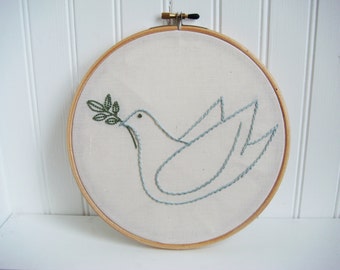 peace dove hand embroidery pattern