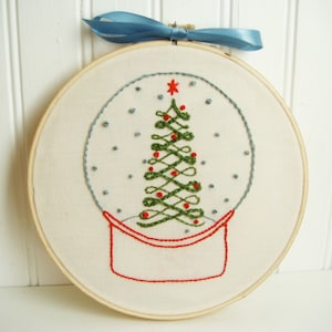 christmas snow globe hand embroidery pattern image 1