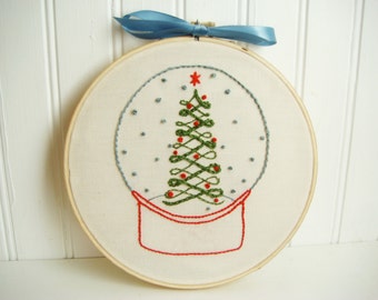 christmas snow globe hand embroidery pattern