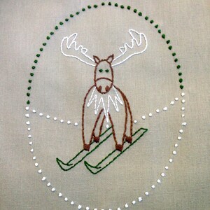 winter moose hand embroidery pattern