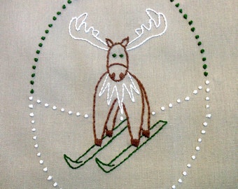 winter moose hand embroidery pattern