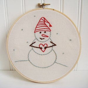 snowman hand embroidery pattern