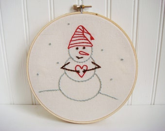 snowman hand embroidery pattern