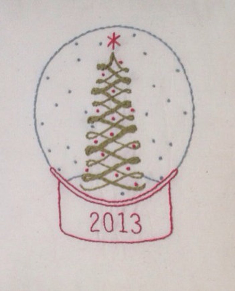 christmas snow globe hand embroidery pattern image 2