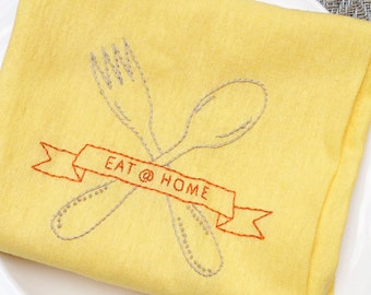 Modello di ricamo a mano "Mangia a casa"