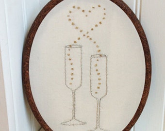 champagne love hand embroidery pattern
